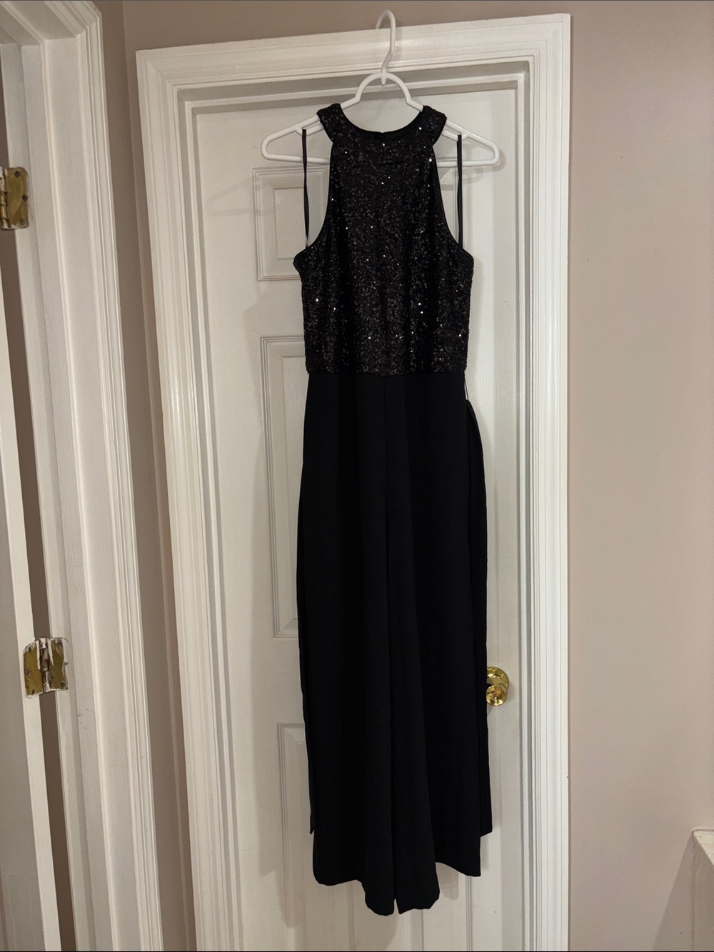 Talbots Black Sequin Halter Jumpsuit